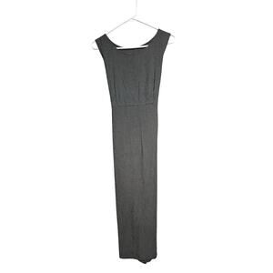 vintage 1990s gray sleeveless midi dress with a tie-back